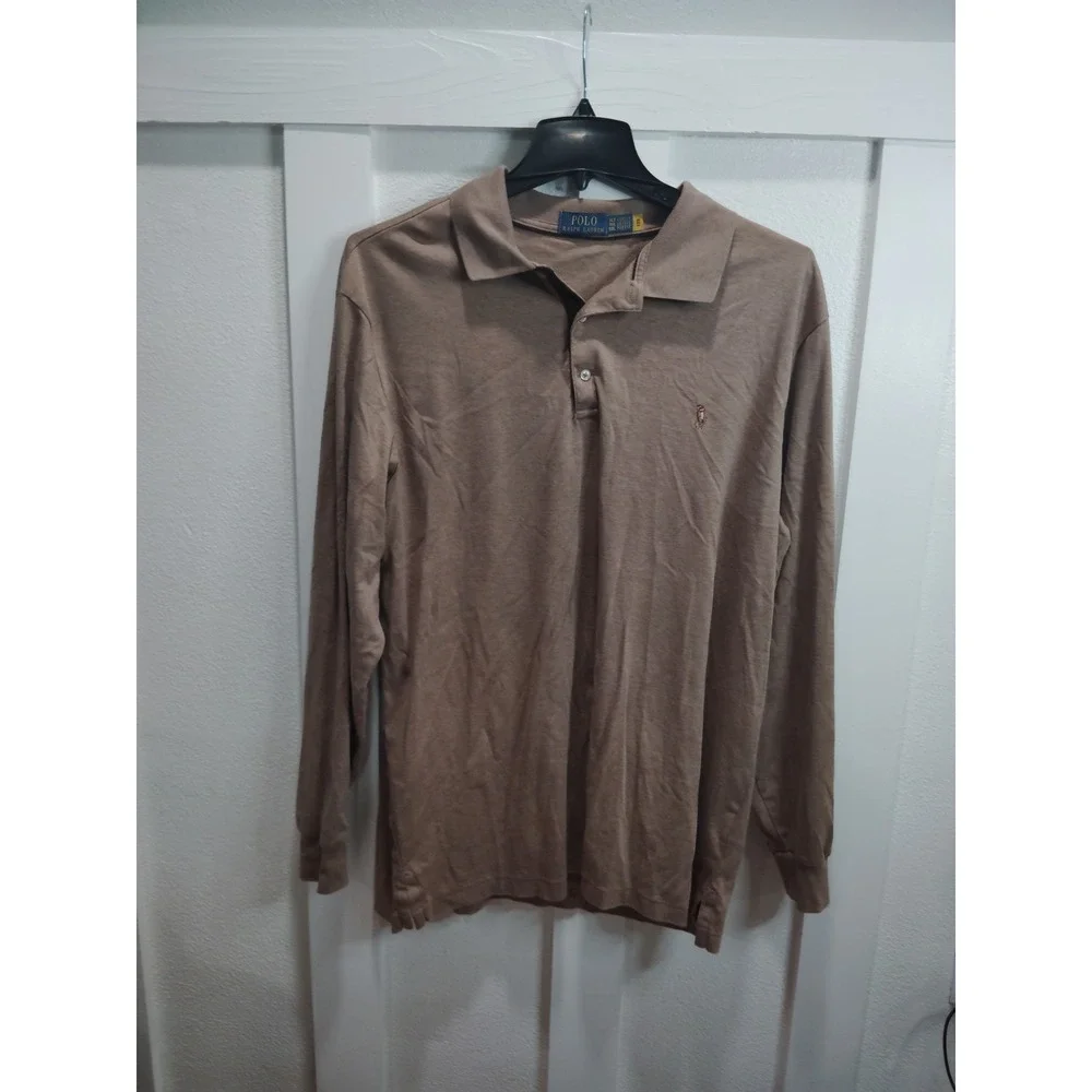 Polo Ralph Lauren Men's Polo Shirt Size XLT Long Sleeve Logo Brown